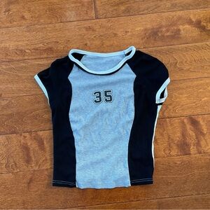 Black and Gray Ribbed Tee